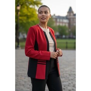 Periwinkle Vintage 2 Piece Pant Suit Red And  Black Size Pants Size 16 Pre-owned